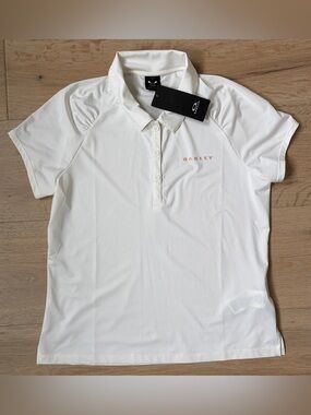 Oakley Women’s Enjoy Golf Polo Shirt White Short Sleeve Stretch Size M NWT*X23
